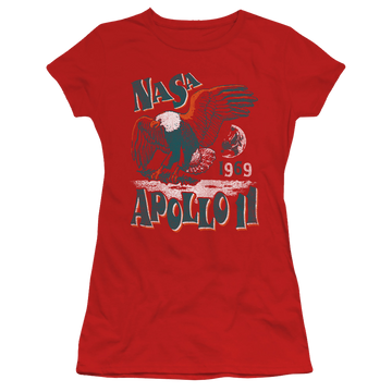 Red juniors t-shirt with NASA Apollo 11 graphic