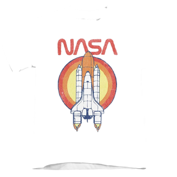 White kid's t-shirt for ages 4 to 7 with NASA Shuttle Circle graphic