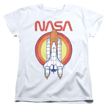 White women's t-shirt with NASA Shuttle Circle graphic