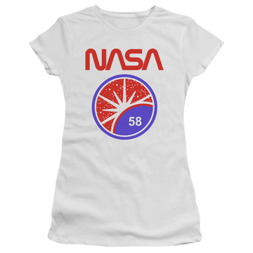 White juniors t-shirt with NASA Stars graphic