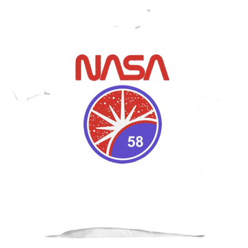 White kid's t-shirt for ages 4 to 7 with NASA Stars graphic