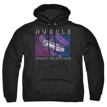 Black pullover hoodie with NASA Eye In The Sky graphic