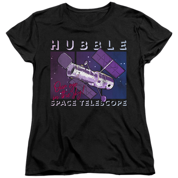 Black women's t-shirt with NASA Eye In The Sky graphic