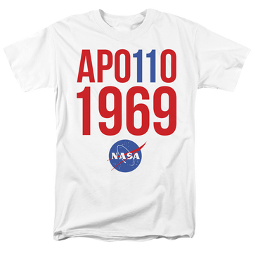 White men's regular fit t-shirt with NASA 1969 graphic