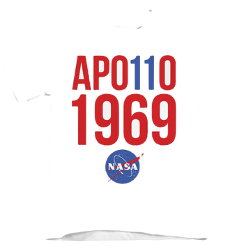 White kid's t-shirt for ages 4 to 7 with NASA 1969 graphic