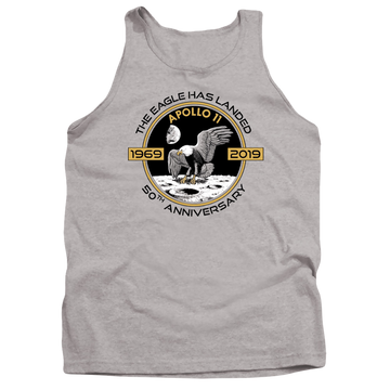 Athletic heather men's tank with NASA Apollo Circle 50Th graphic