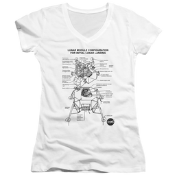 Nasa Lunar Module Digram - Juniors V-Neck T-Shirt Juniors V-Neck T-Shirt NASA   