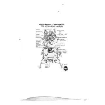 White kid's t-shirt for ages 4 to 7 with NASA Lunar Module Digram graphic