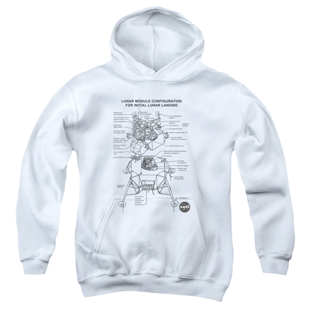 Nasa Lunar Module Digram - Youth Hoodie Youth Hoodie (Ages 8-12) NASA   