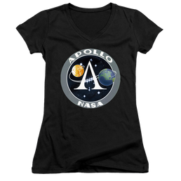 Nasa Apollo Mission Patch - Juniors V-Neck T-Shirt Juniors V-Neck T-Shirt NASA   