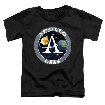 Black toddler t-shirt with NASA Apollo Mission Patch graphic