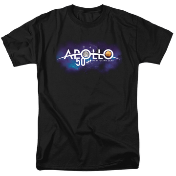Black men's regular fit t-shirt with NASA Next Giant Leap graphic