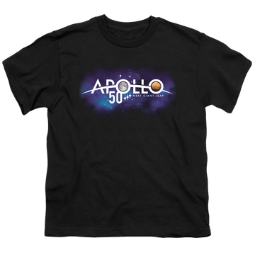 Black youth t-shirt for ages 8 to 12 with NASA Next Giant Leap graphic
