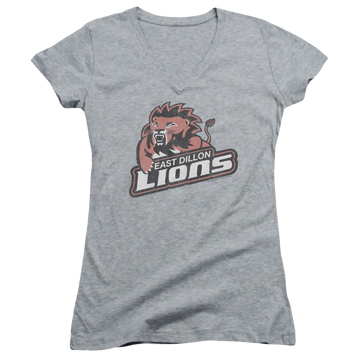 Athletic heather juniors v-neck t-shirt with Friday Night Lights East Dillion Lions graphic