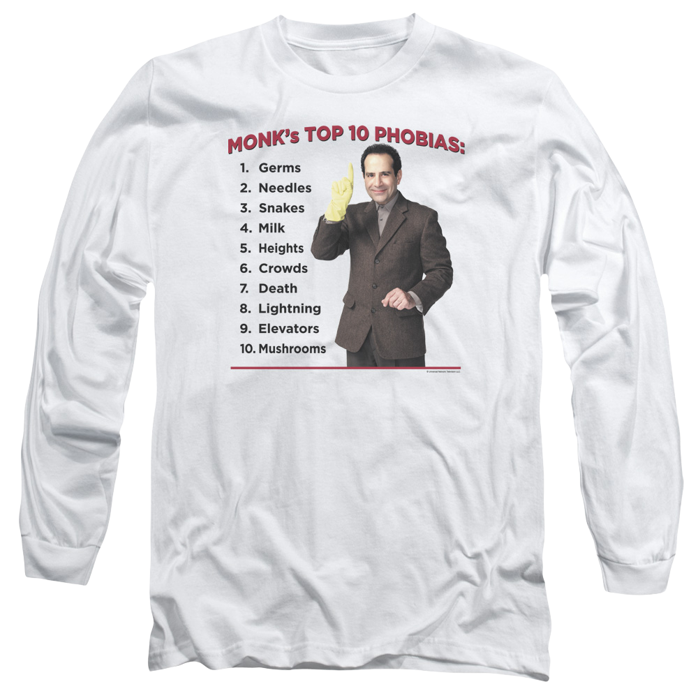 Monk Top 10 Phobias - Men's Long Sleeve T-Shirt Men's Long Sleeve T-Shirt Monk   