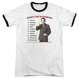 Monk Top 10 Phobias - Men's Ringer T-Shirt Men's Ringer T-Shirt Monk   