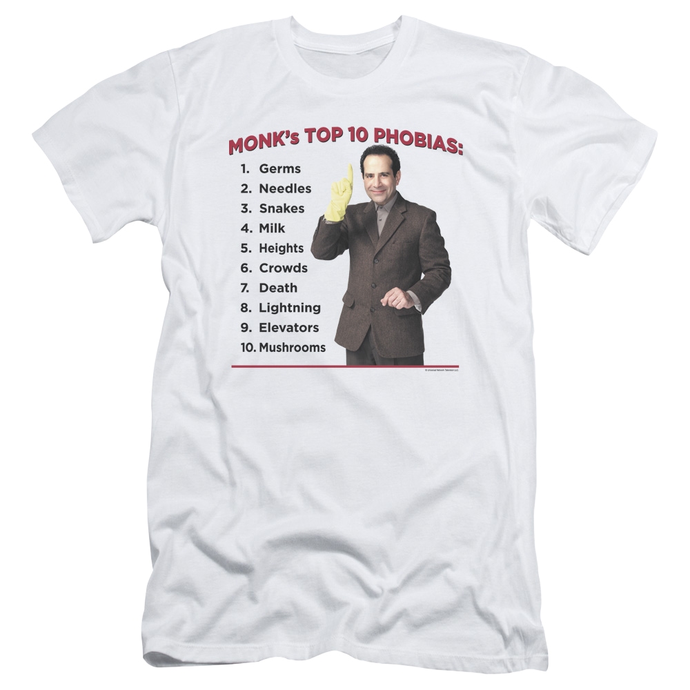 Monk Top 10 Phobias - Men's Slim Fit T-Shirt Men's Slim Fit T-Shirt Monk   
