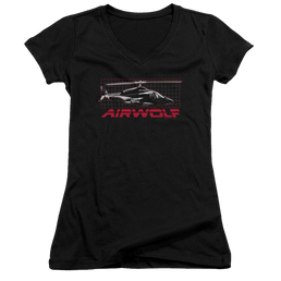 Airwolf Grid - Juniors V-Neck T-Shirt Juniors V-Neck T-Shirt Airwolf   