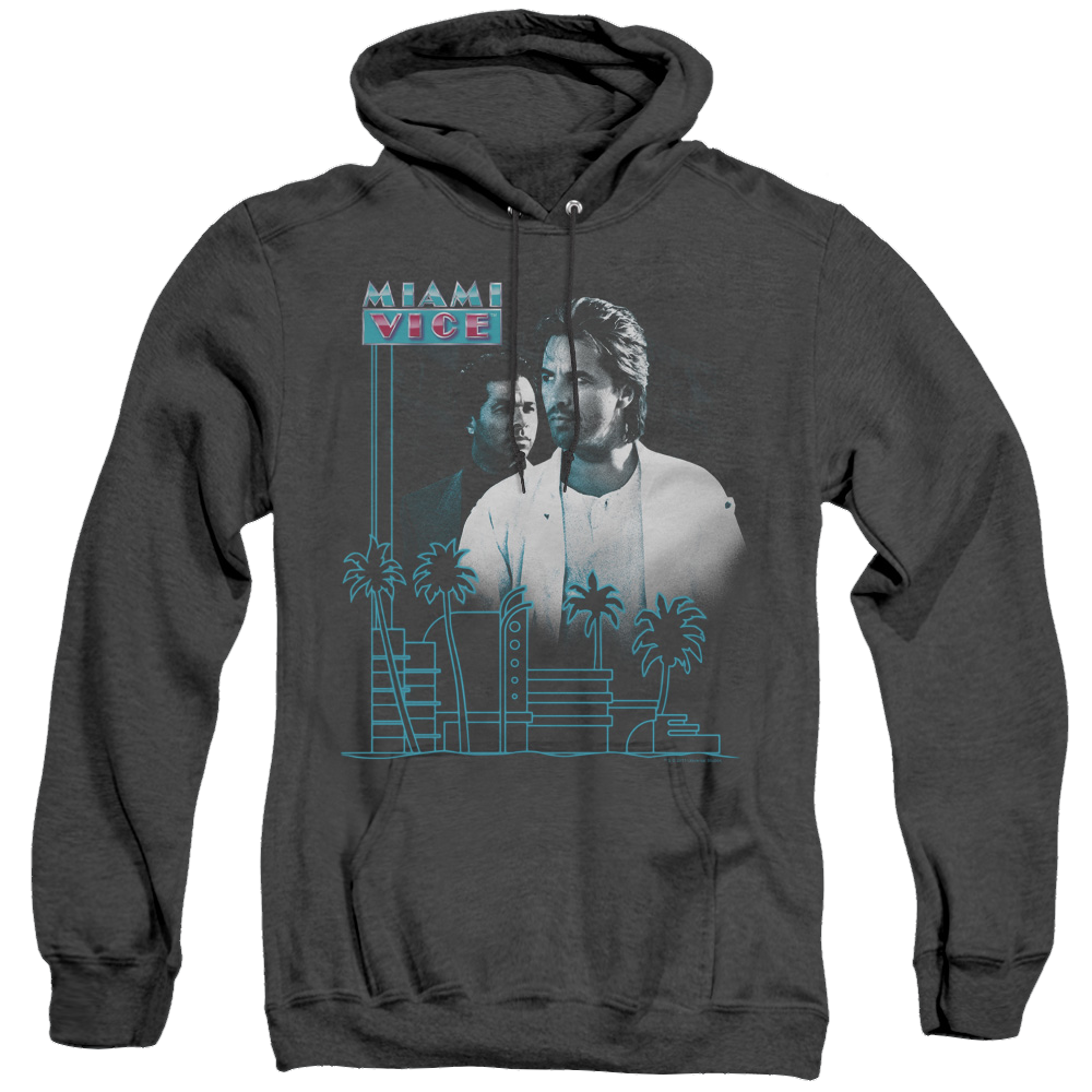 Miami Vice Looking Out - Heather Pullover Hoodie Heather Pullover Hoodie Miami Vice   