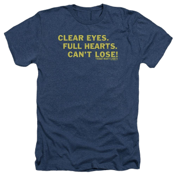 Navy men's heather t-shirt with Friday Night Lights Clear Eyes graphic