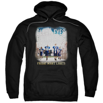 Black pullover hoodie with Friday Night Lights Motivated graphic