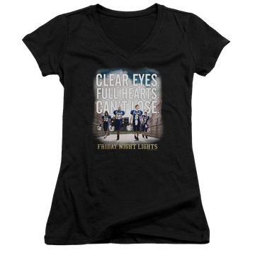 Black juniors v-neck t-shirt with Friday Night Lights Motivated graphic