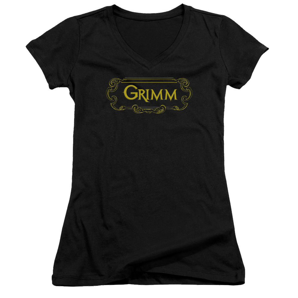 Grimm Plaque Logo - Juniors V-Neck T-Shirt Juniors V-Neck T-Shirt Grimm   