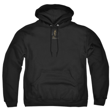 Black pullover hoodie with Grimm Chompers graphic