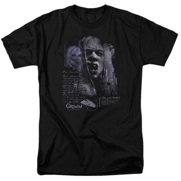 Black men's regular fit t-shirt with Grimm Lady Hexenbeast graphic