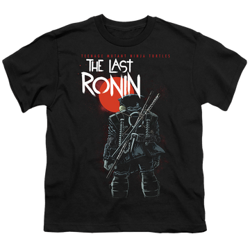 Black youth t-shirt for ages 8 to 12 with Teenage Mutant Ninja Turtles Red Sun Ronin graphic