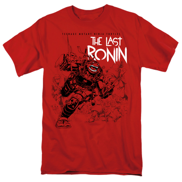 Red men's regular fit t-shirt with Teenage Mutant Ninja Turtles Charging Ronin graphic