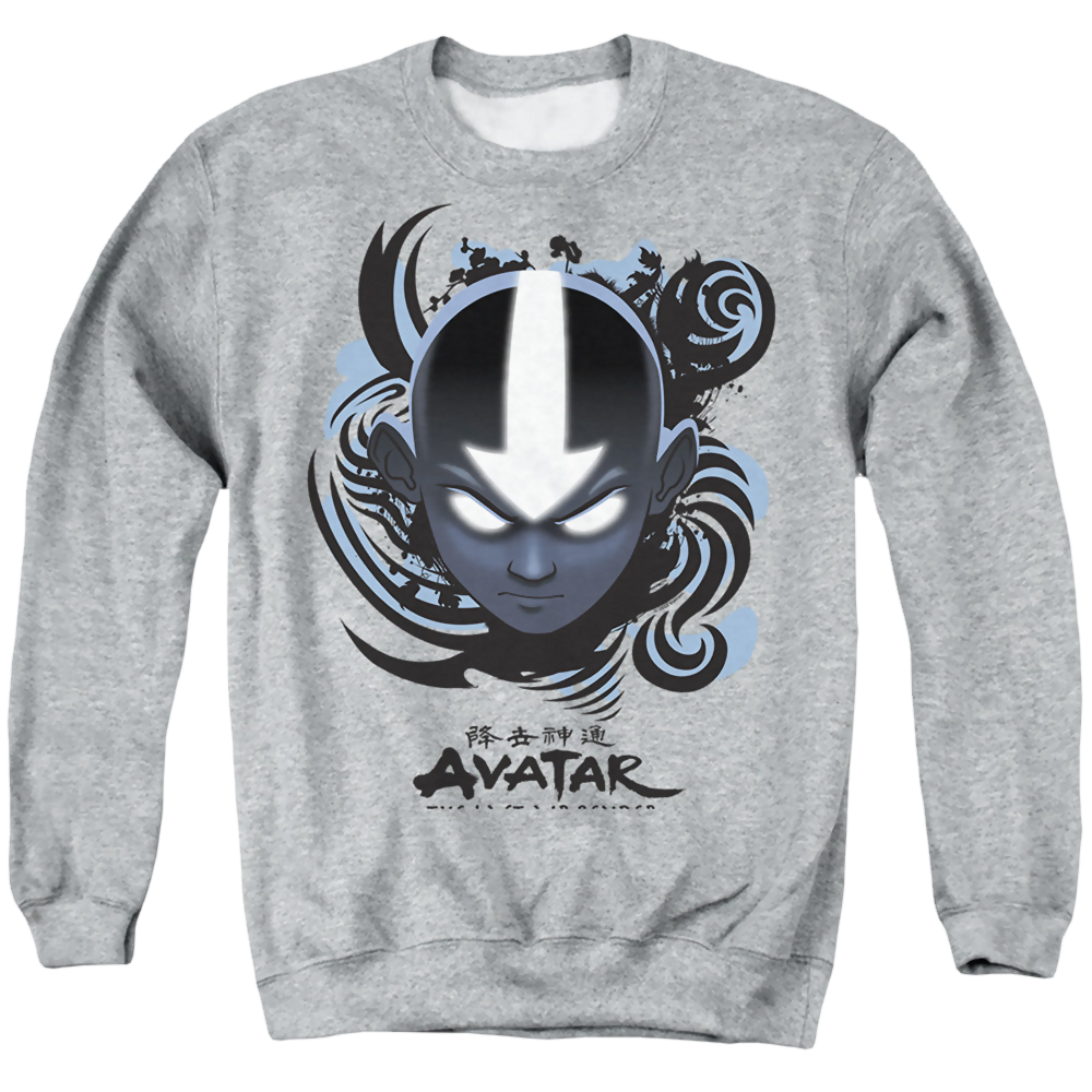 Avatar The Last Airbender Airbender Blue And Black Kanji - Men's Crewneck Sweatshirt Men's Crewneck Sweatshirt Avatar The Last Airbender   