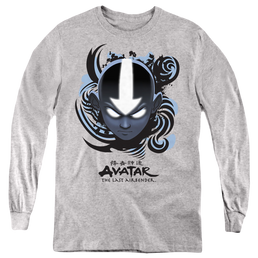 Avatar The Last Airbender Airbender Blue And Black Kanji - Youth Long Sleeve T-Shirt Youth Long Sleeve T-Shirt Avatar The Last Airbender   