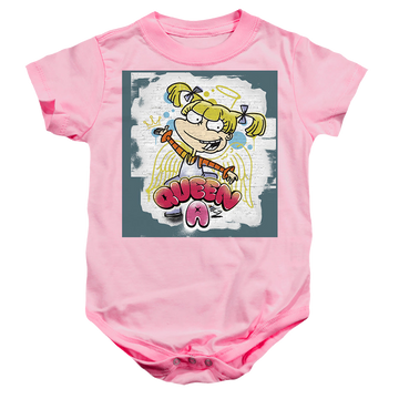 Pink baby bodysuit with Rugrats Queen A For Angelica graphic