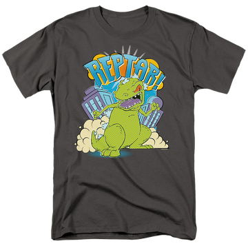 Charcoal men's regular fit t-shirt with Rugrats Reptar Stomp graphic