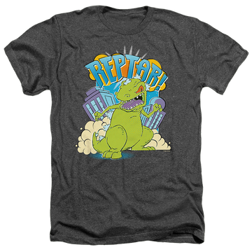 Charcoal men's heather t-shirt with Rugrats Reptar Stomp graphic