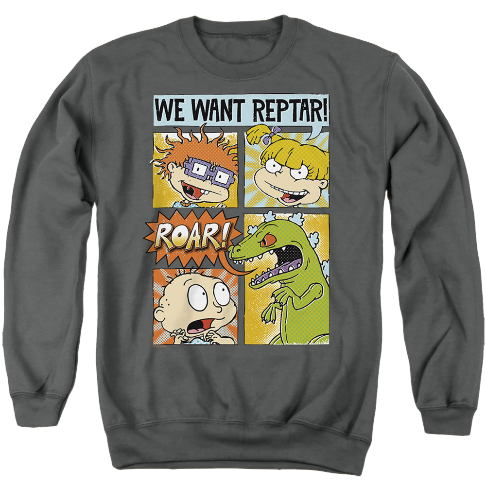 Rugrats We Want Reptar! Comic - Men's Crewneck Sweatshirt Men's Crewneck Sweatshirt Rugrats   