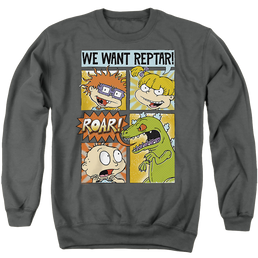 Rugrats We Want Reptar! Comic - Men's Crewneck Sweatshirt Men's Crewneck Sweatshirt Rugrats   