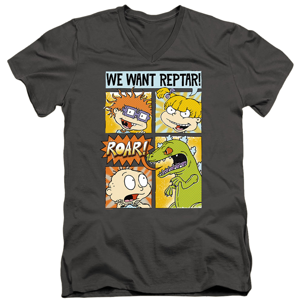 Rugrats We Want Reptar! Comic - Men's V-Neck T-Shirt Men's V-Neck T-Shirt Rugrats   