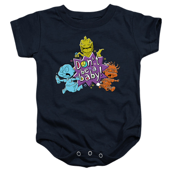 Navy baby bodysuit with Rugrats Babies Run For The Hills graphic