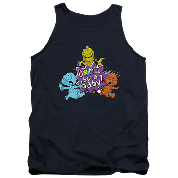 Navy men's tank with Rugrats Babies Run For The Hills graphic