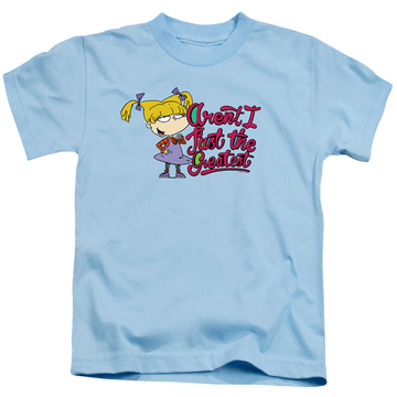 Light blue kid's t-shirt for ages 4 to 7 with Rugrats Angelica Aren’T I Just The Greatest graphic