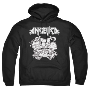 Black pullover hoodie with Rugrats Angelica Pickles Rocks graphic