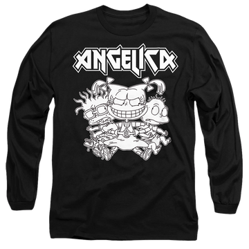 Black men's long sleeve t-shirt with Rugrats Angelica Pickles Rocks graphic