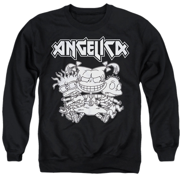 Black men's crewneck sweatshirt with Rugrats Angelica Pickles Rocks graphic