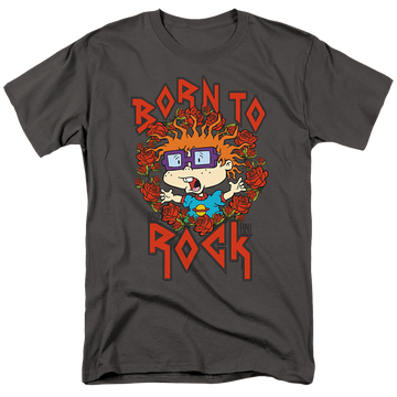 Charcoal men's regular fit t-shirt with Rugrats Chucky Was Born To Rock graphic