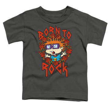Charcoal toddler t-shirt with Rugrats Chucky Was Born To Rock graphic