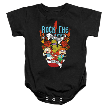 Black baby bodysuit with Rugrats Rock The Playpen Music Festival graphic