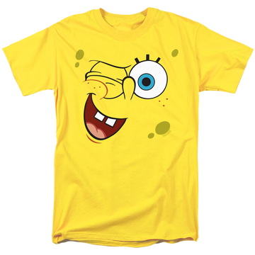 Yellow men's regular fit t-shirt with SpongeBob SquarePants Winking Face graphic