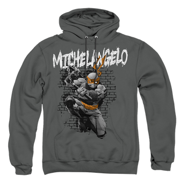 Charcoal pullover hoodie with Teenage Mutant Ninja Turtles Tmnt Michelangelo graphic